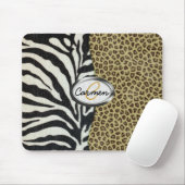 Safarileopard-und Zebra-Druck-Monogramm Mousepad (Mit Mouse)