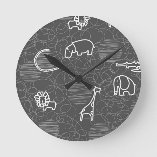 Safaritiere 5 runde wanduhr (Vorderseite)