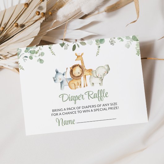 Safaritiere, Dschungel, Grüne, Windelrutsche Begleitkarte