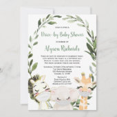 Safaritiere mit Masken auf dem Weg durch Babydusch Einladung (Vorderseite)