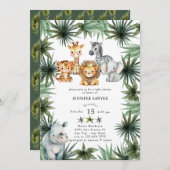 Safaritiere | Prinz | Wasserfarben-Babydusche Einladung (Vorne/Hinten)