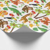 Safaritiere und exotische Pflanze Geschenkpapier (Ecke)