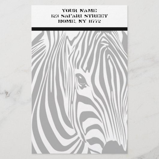 Safarizebra-persönliches Briefpapier (Vorderseite)