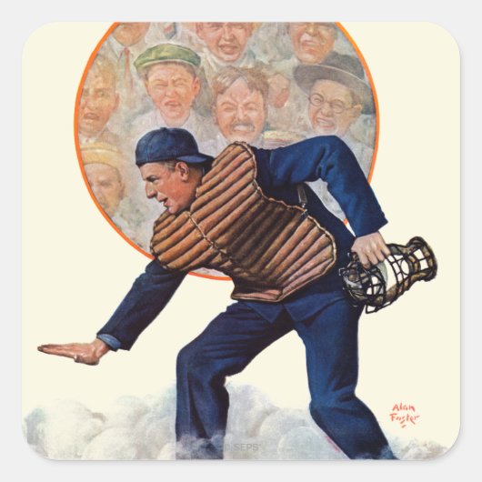 Safe an der Platte Quadratischer Aufkleber (Vorderseite)