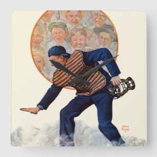 Safe at the Plate Quadratische Wanduhr