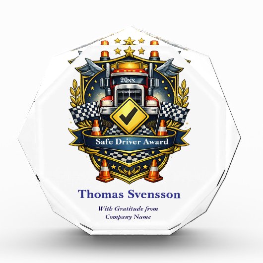 Safe Driver Award Truck Driver Recognition Fotoblock (Vorderseite)