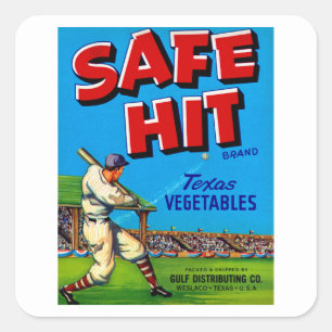 Safe Hit Vintage Etikettenkunst Quadratischer Aufkleber