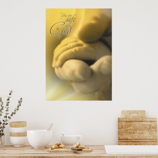 SAFE IN GOD - Christliches religiöses Plakat (Küche)