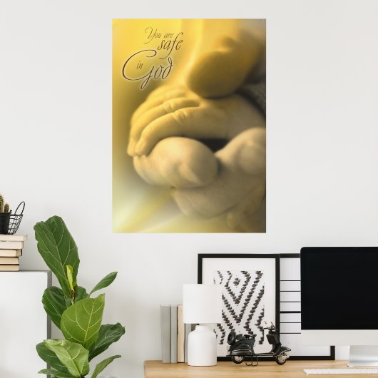 SAFE IN GOD - Christliches religiöses Plakat (Heimbüro)