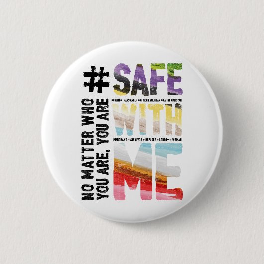 Safe mit mir Aquarell-runder Knopf Button (Vorderseite)