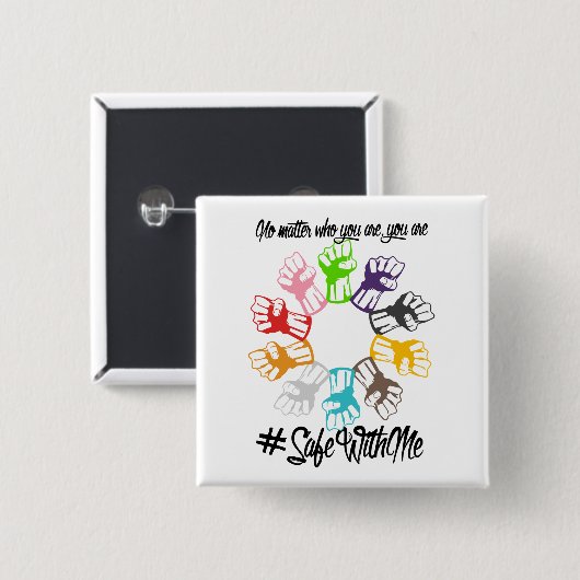 Safe mit mir Faust-quadratischer Knopf Button (Vorne & Hinten)