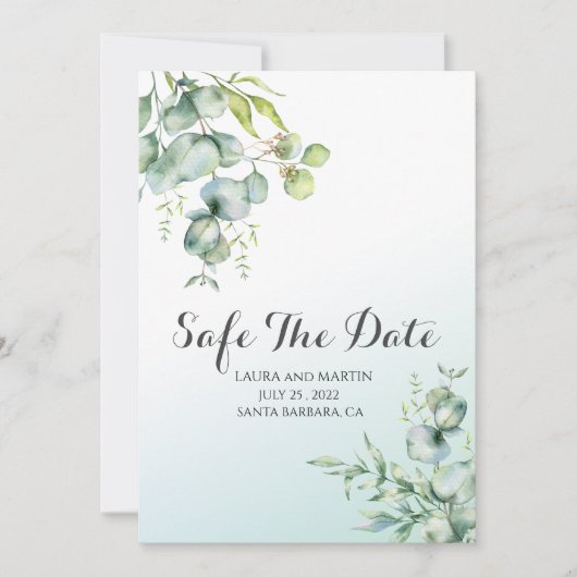 Safe The datę elegance Eucalyptus Einladung (Vorderseite)