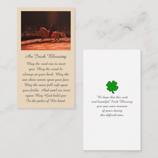 Safely Home Memorial Circus Act Prayer Card Visitenkarte (Vorne/Hinten)