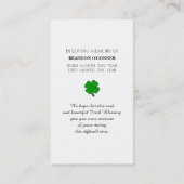 Safely Home Memorial Irish Blessing Prayer Card Visitenkarte (Rückseite)