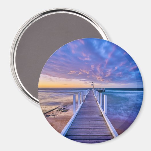 Safety Beach Jetty Sunset Magnet (Vorderseite/Rückseite)