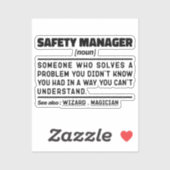 Safety Manager Noun Remüder Worker Funny Aufkleber (Blatt)