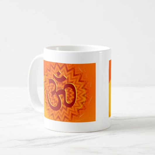Saffrom gelbes OM Kaffeetasse (Vorderseite Links)