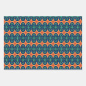 Saffron Bloom Navy Orange und grüne Blumen Geschenkpapier Set (Vorderseite 3)