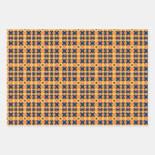 Saffron Bloom Navy Orange und grüne Blumen Geschenkpapier Set (Vorderseite 2)