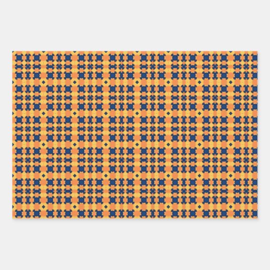 Saffron Bloom Navy Orange und grüne Blumen Geschenkpapier Set (Vorderseite 2)