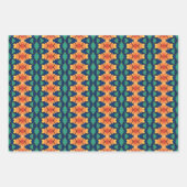 Saffron Bloom Navy Orange und grüne Blumen Geschenkpapier Set (Vorderseite)