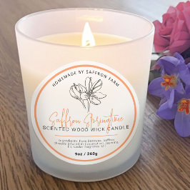 Saffron candle ingredients hand drawn logo runder aufkleber
