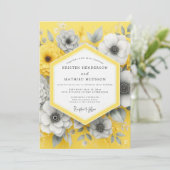 Saffron Charcoal Bloom Wedding Einladung (Stehend Vorderseite)