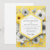Saffron Charcoal Bloom Wedding Einladung (Vorne/Hinten)