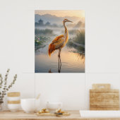 Saffron Crane-Feuchtgebiete Poster (Küche)