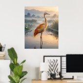 Saffron Crane-Feuchtgebiete Poster (Heimbüro)