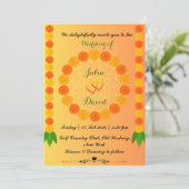 Saffron Gelb mit Marigold Hochzeit Einladung (Stehend Vorderseite)