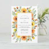 Saffron Lively Botanical Wedding Einladung (Stehend Vorderseite)