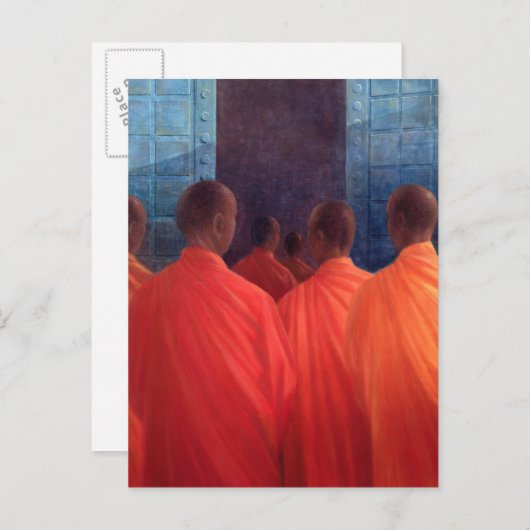 Saffron Mönche Postkarte (Vorne/Hinten)