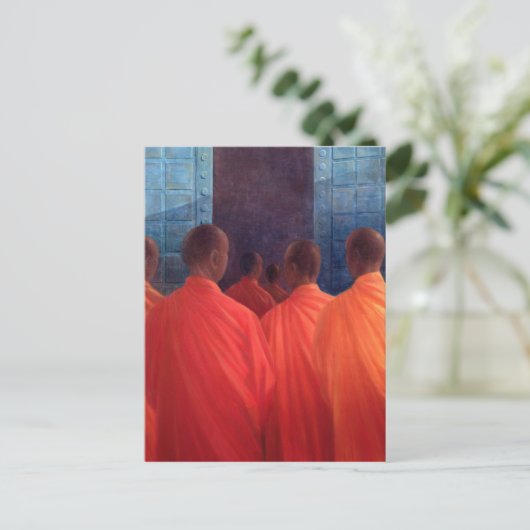 Saffron Mönche Postkarte (Stehend Vorderseite)