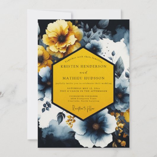 Saffron Nocturne Bloom Wedding Einladung (Vorderseite)