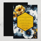 Saffron Nocturne Bloom Wedding Einladung (Vorne/Hinten)