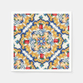 Saffron Red Floral Sicilian Majolica Mediterranean Serviette (Vorderseite)