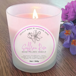 Saffron rose candle ingredient drawn logo mauve runder aufkleber