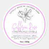 Saffron rose candle ingredient drawn logo mauve runder aufkleber (Vorderseite)