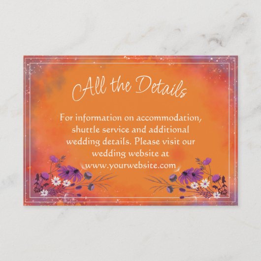 Saffron Sky Wildblumen - Hochzeitskarte Begleitkarte (Vorderseite)