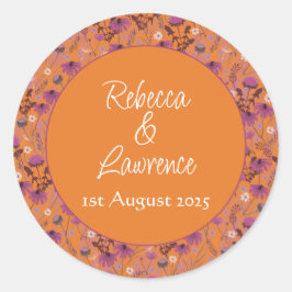 Saffron Sky Wildblumen - Hochzeitsticker rund Runder Aufkleber