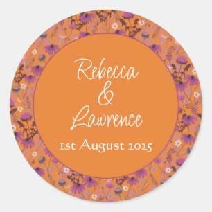 Saffron Sky Wildblumen - Hochzeitsticker rund Runder Aufkleber