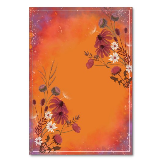 Saffron Sky Wildblumen Tischnummer (Rückseite)