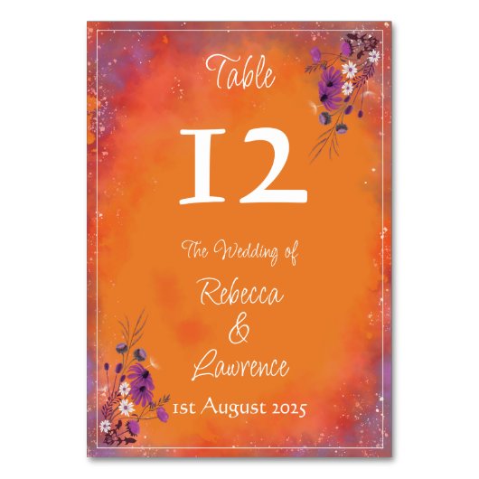 Saffron Sky Wildblumen Tischnummer (Vorderseite)