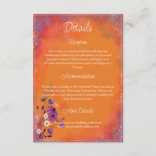 Saffron Sky Wildblumen - vertikale Gehäusekarte Begleitkarte (Vorderseite)