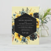 Saffron Slate Moody Flora Wedding Einladung (Stehend Vorderseite)