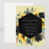 Saffron Slate Moody Flora Wedding Einladung (Vorne/Hinten)