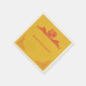 Saffron und Pink Peacock Indian Wedkin Napkin Serviette (Ecke)