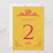 Saffron und Pink Peacock Indische Tischnummer (Vorderseite)