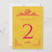 Saffron und Pink Peacock Indische Tischnummer (Rückseite)